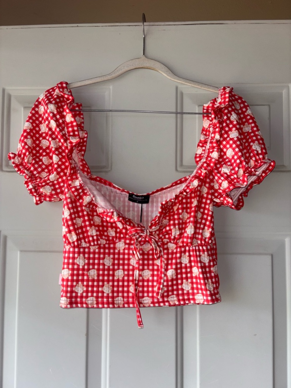 Sanrio Hello Kitty puff sleeve crop top size 8